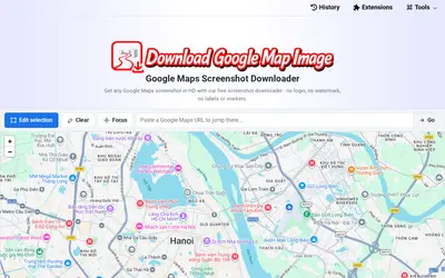 Ảnh 1 của Google Maps Screenshot Downloader: Chụp bản đồ Google Maps HD, không logo, không nhãn