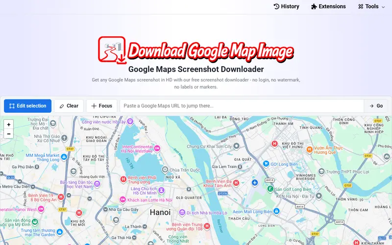 Ảnh chụp Google Maps Screenshot Downloader: Chụp bản đồ Google Maps HD, không logo, không nhãn
