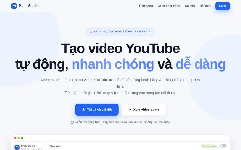 Ảnh chụp Muse Studio · Tạo và đăng video YouTube tự động